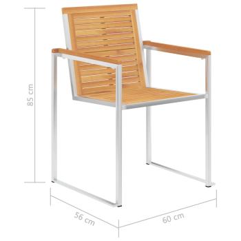 Gartenstühle mit Kissen 2 Stk. Massivholz Teak und Stahl