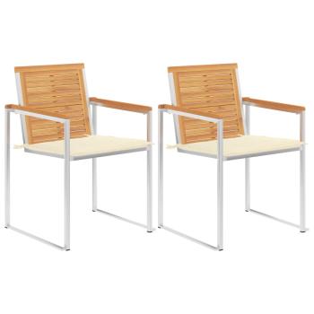 ARDEBO.de - Gartenstühle mit Kissen 2 Stk. Massivholz Teak und Stahl