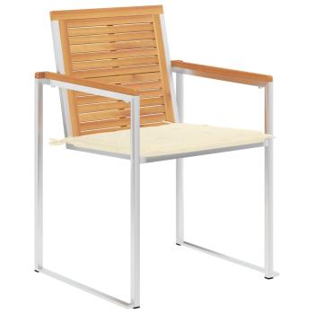 Gartenstühle mit Kissen 2 Stk. Massivholz Teak und Stahl