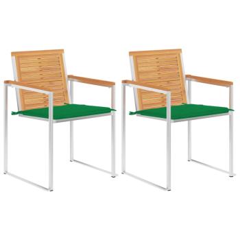 ARDEBO.de - Gartenstühle mit Kissen 2 Stk. Massivholz Teak und Stahl