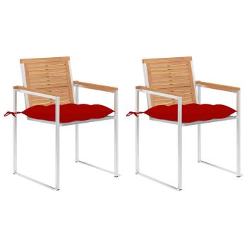 ARDEBO.de - Gartenstühle mit Kissen 2 Stk. Massivholz Teak und Stahl