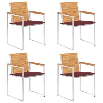 ARDEBO.de - Gartenstühle 4 Stk. mit Kissen Massivholz Teak