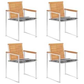 ARDEBO.de - Gartenstühle 4 Stk. mit Kissen Massivholz Teak