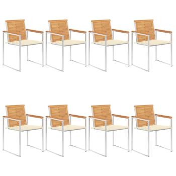 ARDEBO.de - 8 Stk. Gartenstühle mit Kissen Massivholz Teak