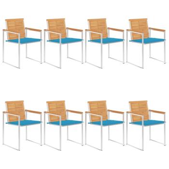 ARDEBO.de - Gartenstühle 8 Stk. mit Kissen Massivholz Teak