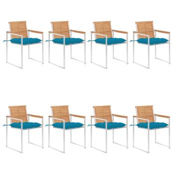 ARDEBO.de - Gartenstühle 8 Stk. mit Kissen Massivholz Teak