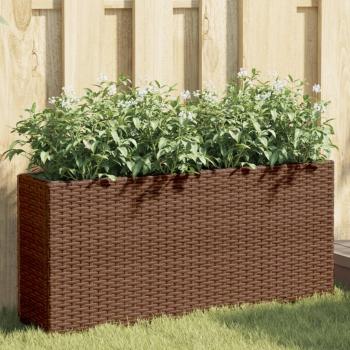 ARDEBO.de - Pflanzkübel mit 2 Töpfen 2 Stk. Braun 90x20x40 cm Poly Rattan