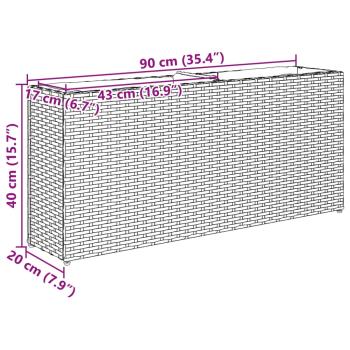 Pflanzkübel mit 2 Töpfen 2 Stk. Braun 90x20x40 cm Poly Rattan