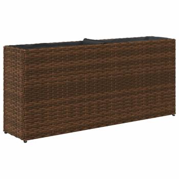 Pflanzkübel mit 2 Töpfen 2 Stk. Braun 90x20x40 cm Poly Rattan