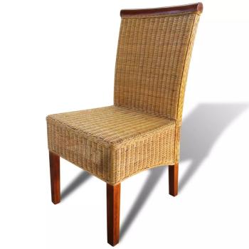 Esszimmerstühle 6 Stk. Natur Rattan Braun