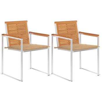 ARDEBO.de - Gartenstühle mit Kissen 2 Stk. Massivholz Akazie und Stahl