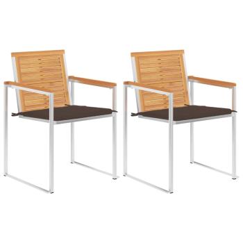 ARDEBO.de - Gartenstühle mit Kissen 2 Stk. Massivholz Teak und Stahl