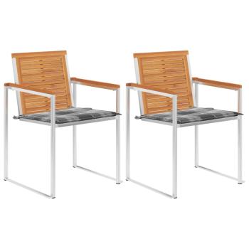 ARDEBO.de - Gartenstühle mit Kissen 2 Stk. Massivholz Akazie und Stahl