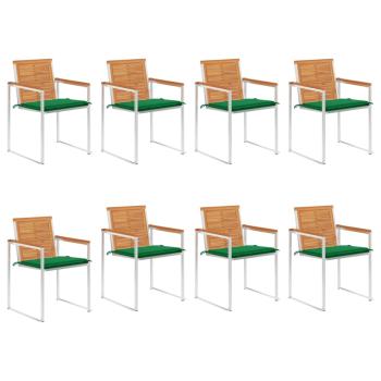 ARDEBO.de - Gartenstühle 8 Stk. mit Kissen Massivholz Akazie
