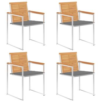 ARDEBO.de - 4 Stk. Gartenstühle mit Kissen Massivholz Teak