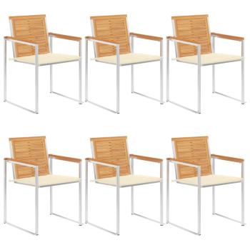 ARDEBO.de - 6 Stk. Gartenstühle mit Kissen Massivholz Teak