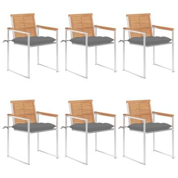 ARDEBO.de - Gartenstühle 6 Stk. mit Kissen Massivholz Teak