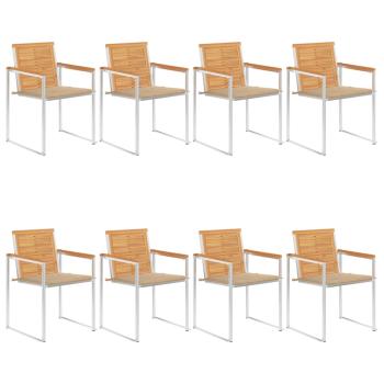ARDEBO.de - Gartenstühle 8 Stk. mit Kissen Massivholz Teak