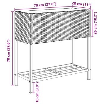 Pflanzkübel mit Ablage Schwarz Poly Rattan