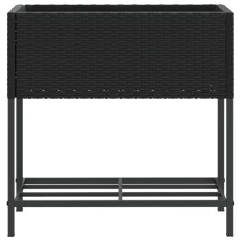 Pflanzkübel mit Ablage Schwarz Poly Rattan