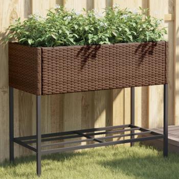 ARDEBO.de - Hochbeete mit Ablage 2 Stk. Braun 90x40x75 cm Poly Rattan