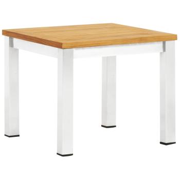 ARDEBO.de - Garten-Beistelltisch 45 x 45 x 38 cm Teak Massivholz Edelstahl