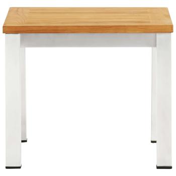 Garten-Beistelltisch 45 x 45 x 38 cm Teak Massivholz Edelstahl