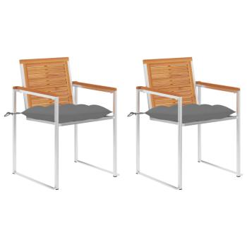 ARDEBO.de - Gartenstühle mit Kissen 2 Stk. Massivholz Akazie und Stahl