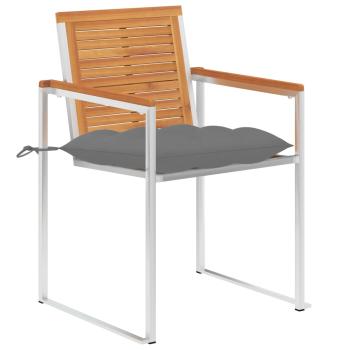 Gartenstühle mit Kissen 2 Stk. Massivholz Akazie und Stahl