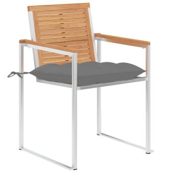 Gartenstühle mit Kissen 2 Stk. Massivholz Teak und Stahl