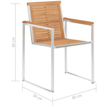 Gartenstühle mit Kissen 2 Stk. Massivholz Teak und Stahl