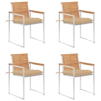 ARDEBO.de - Gartenstühle 4 Stk. mit Kissen Massivholz Teak