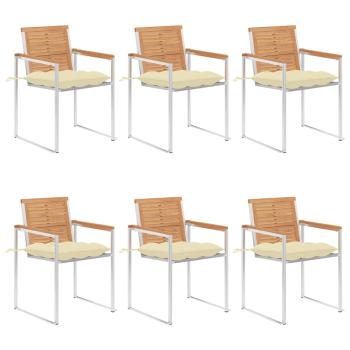 ARDEBO.de - Gartenstühle 6 Stk. mit Kissen Massivholz Teak