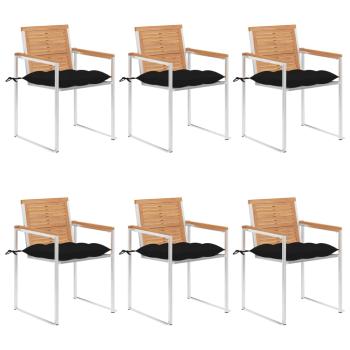 ARDEBO.de - Gartenstühle 6 Stk. mit Kissen Massivholz Teak