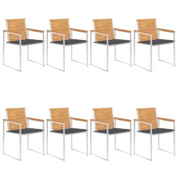 ARDEBO.de - 8 Stk. Gartenstühle mit Kissen Massivholz Teak