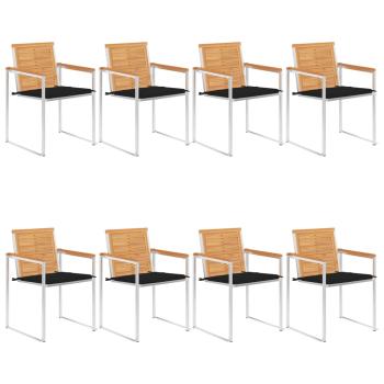 ARDEBO.de - Gartenstühle 8 Stk. mit Kissen Massivholz Teak