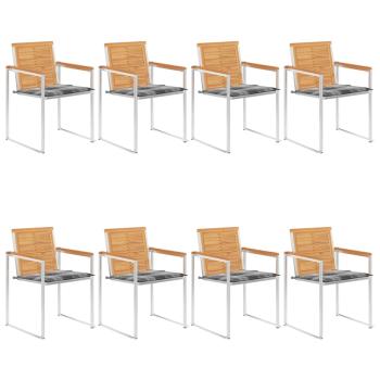 ARDEBO.de - Gartenstühle 8 Stk. mit Kissen Massivholz Teak