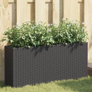 ARDEBO.de - Hochbeet mit 2 Fächern Schwarz 90x20x40 cm Poly Rattan