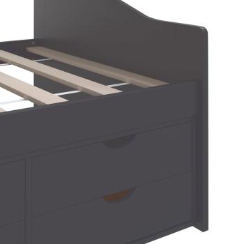 Tagesbett 3-Sitzer mit Schubladen Grau Kiefernholz 90x200 cm