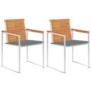 ARDEBO.de - Gartenstühle mit Kissen 2 Stk. Massivholz Akazie und Stahl