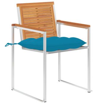 Gartenstühle mit Kissen 2 Stk. Massivholz Akazie und Stahl