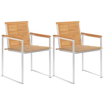 ARDEBO.de - Gartenstühle mit Kissen 2 Stk. Massivholz Teak und Stahl