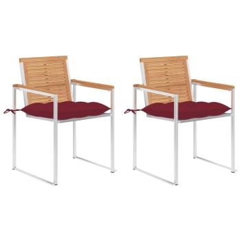 ARDEBO.de - Gartenstühle mit Kissen 2 Stk. Massivholz Teak und Stahl