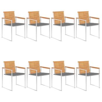 ARDEBO.de - 8 Stk. Gartenstühle mit Kissen Massivholz Teak