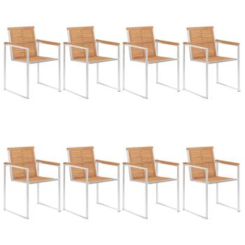 Gartenstühle 8 Stk. mit Kissen Massivholz Teak