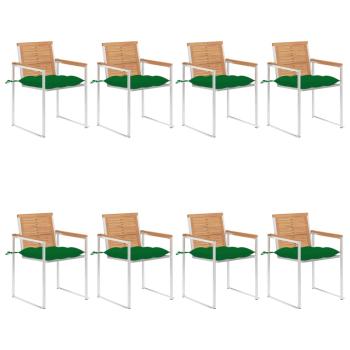 ARDEBO.de - Gartenstühle 8 Stk. mit Kissen Massivholz Teak