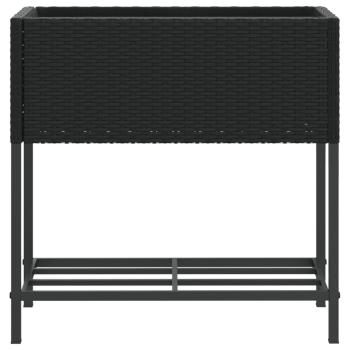 Hochbeete mit Ablage 2 Stk. Schwarz 70x28x70 cm Poly Rattan