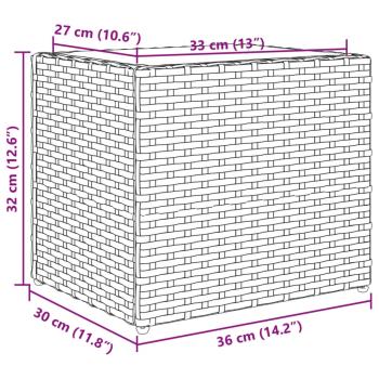 Pflanzkübel 2 Stk. Grau 36x30x32 cm Poly Rattan