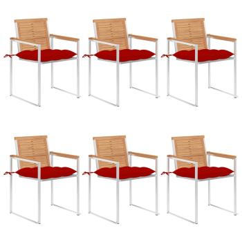 ARDEBO.de - Gartenstühle 6 Stk. mit Kissen Massivholz Teak