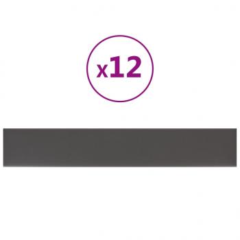 Wandpaneele 12 Stk. Grau 90x15 cm Kunstleder 1,62 m²